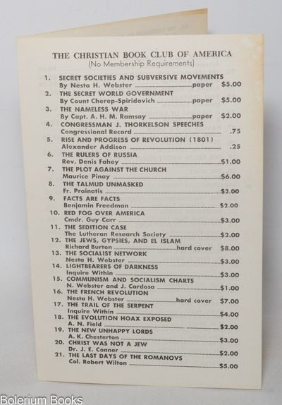 The Christian Book Club of America (no membership requirements): Booklist - 1976-7