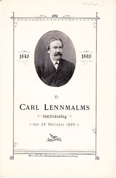 På Carl Lennmalms femtioårsdag den 25 februari…