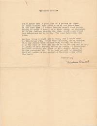 TYPED LETTER SIGNED (TLS) on Writing Fiction