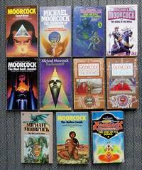 image of 11 MICHAEL MOORCOCK NOVELS. 1. COUNT BRASS. 2. CAMPION OF GARATHORM. 3. QUEST FOR TANELORN. 4. JEWEL IN THE SKULL. 5. MAD GOD'S AMULET. 6. RUNESTAFF. 7. KNIGHT OF SWORDS. 8. QUEEN OF SWORDS. 9. OAK AND THE RAM. 10. HOLLOW LANDS. 11. END OF ALL SONGS.