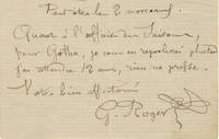 Autograph letter signed "G. Roger" to the Belgian poet and translator Gustave Oppelt (1817-1888)