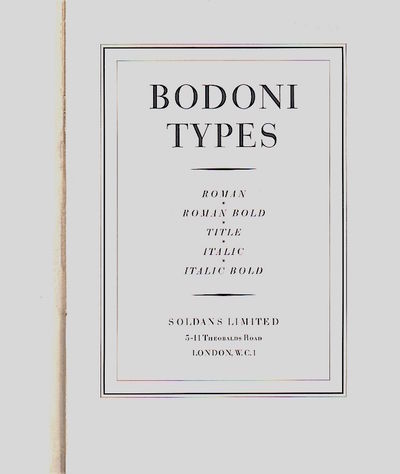 Bodoni Types. Roman, Roman Bold, Title, Italic,…