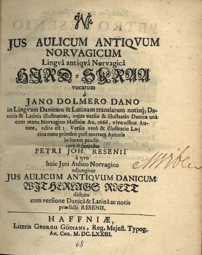 Jus aulicum antiqvum  Norvagicum Lingvâ antiqvâ…