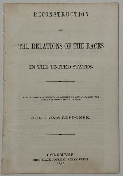 Columbus: Ohio State Journal Steam Press, 1865. 13, pp. Disbound. else Very Good. The people of this...