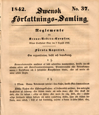 Reglemente för Krono-Arbets-Corpsen; gifwet…