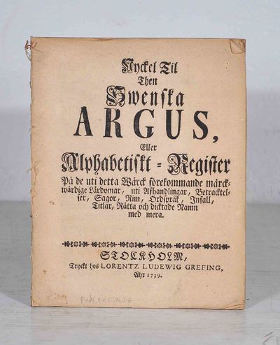 Nyckel til Then swenska Argus, eller…