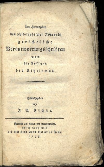 Der Herausgegeber des philosophischen Journals gerichtliche Verantwortungsschriften gegen die Anklage des Atheismus. Herausgegeben von (...). (photo 2)