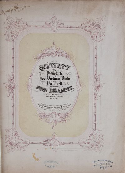 Quintett für Pianoforte, zwei Violinen, Viola und Violoncell ... Op. 34. Partitur u. Stimmen Pr. 5 Thlr. [Score and parts]