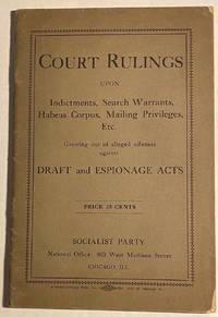 Court rulings upon indictments, search warrants, Habeas Corpus, mailing privileges, etc. growing out of alleged offenses against draft and espionage acts