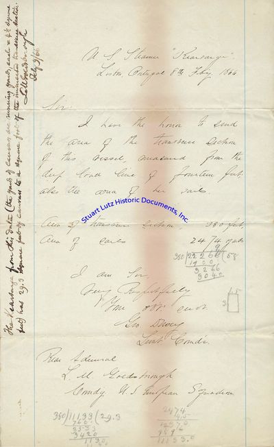Future Admiral Of The Navy George Dewey Writes Letter To Superior Officer Shortly After Civil War