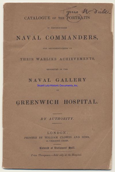 American Trans-Atlantic Telegraph Pioneer Cyrus W. Field Signs The Catalogue Of A Naval Art Exhibition In Greenwich, Headquarters Of His Undersea Cable Venture