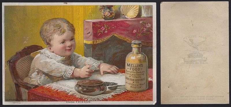 VICTORIAN TRADE CARD FOR MELLIN'S FOOD WITH BABY, GOOD FRIENDS
