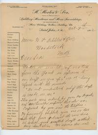 image of Letter from H. Horton & Son, Saint John, NB, to Messrs W. F. Dibblee & Son, Woodstock, NB, 1902