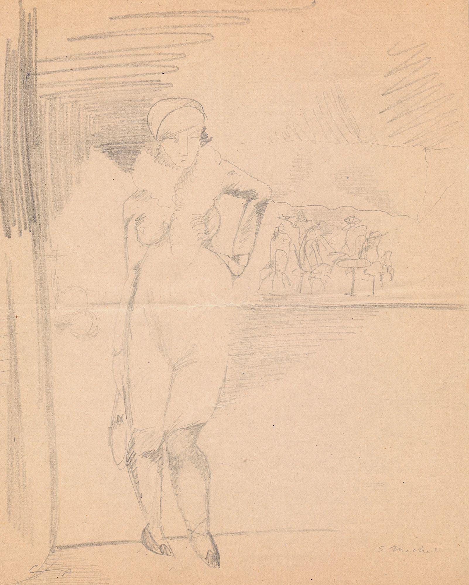 ORIGINAL PENCIL DRAWING SIGNED