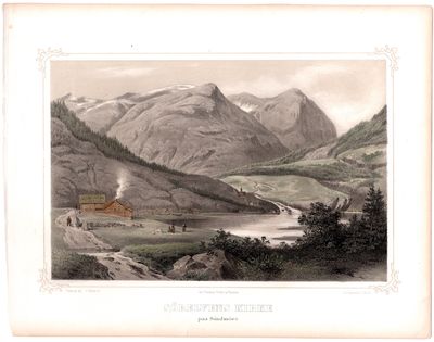 Litografi av “Sörelvens kirke paa Söndmöer”.…