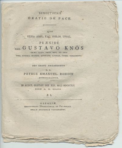 Demosthenis Oratio de pace. I–II. A.a.