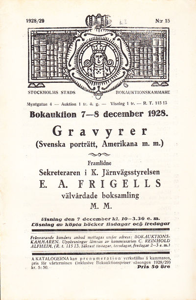 Bokauktion den 7-8 december 1928. Gravyrer…