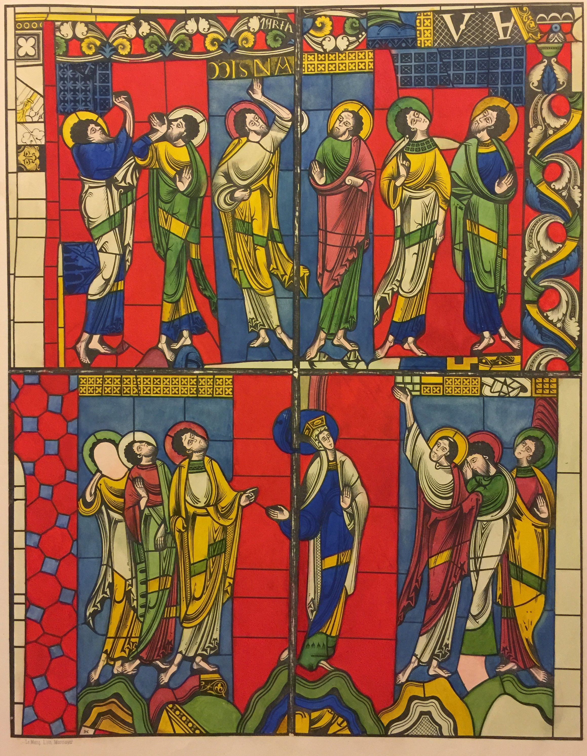 Calques des vitraux peints de la cathedrale du Man