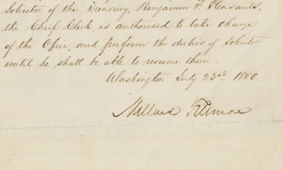 Shortly after taking office President Millard Fillmore appoints a temporary Solicitor of the Treasury