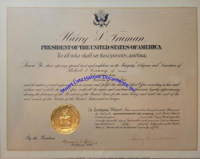 President Truman Appoints An Assistant Secretary Of Labor