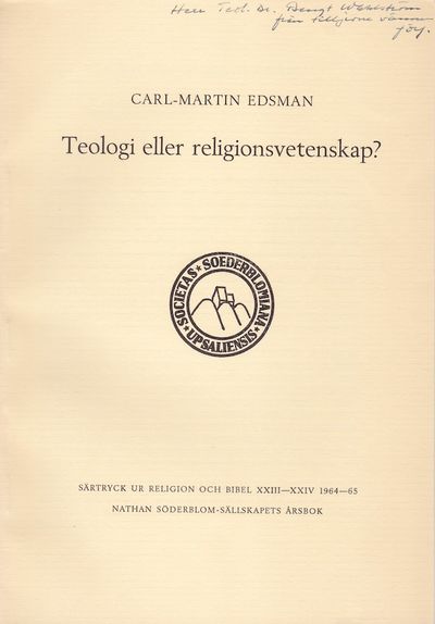Teologi eller religionsvetenskap? Särtryck ur…