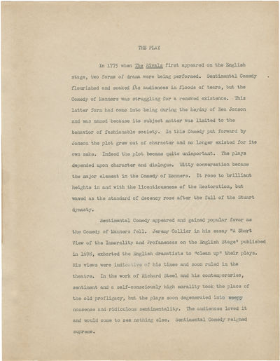 The Rivals (Original script for an unproduced play)