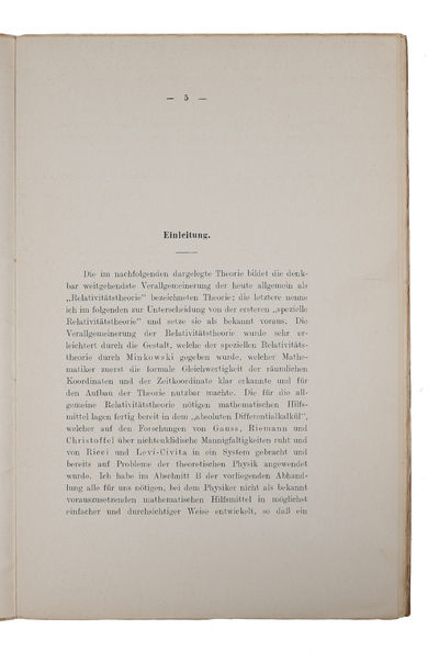 Die Grundlage der allgemeinen Relativitätstheorie. (i.e. The foundation of the General Theory of Relativity). - [TRANSFORMING THE SCIENTIFIC OUTLOOK OF THE 20TH CENTURY] (photo 5)