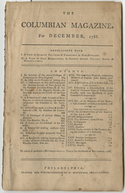 A History of Harvard University; North Carolina Debates Ratifying the Constitution; and a List of Newly-Minted U.S. Senators