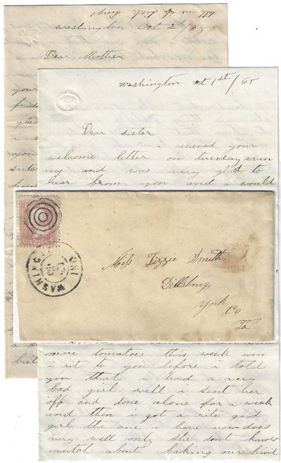 1865 – Two letters sent by a woman in Washington, DC, to her mother and sister in Pennsylvania discussing canning, a hired ‘girl,’ and ill-fitting shoes