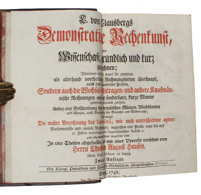 Demonstrative Rechenkunst, Oder Wissenschaft, grundlich und kurz zu rechnen. 4 parts. (photo 2)