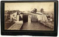 Photo of locks at canal, Sault St. Marie, Michigan, ca. 1890 by W. J. Bell, photographer