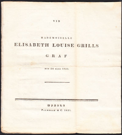 Vid mademoiselle Elisabeth Louise Grills graf den…