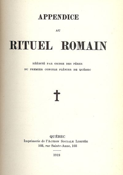 APPENDICE AU RITUEL ROMAIN
