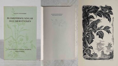 Blomstermålningar och djurstycken. Med…