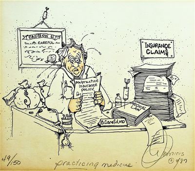 Practicing Medicine, a signed medical cartoon print