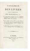 Catalogue des Livres rares et précieux, des Manuscrits, etc. de la Bibliothèque rassamblée par feu M. Paignon Dijonval, et continuée par M. le Vicomte de Morel-Vindé, Pair de France. Dont la Vente se fera le lundi 17 mars 1823, et jours suivans…