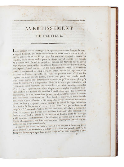 Analyse des Équations Déterminées. Premiere Partie (Livre Premiere- Deuxieme, all published). - [FOURIER'S THEORY OF EQUATIONS] (photo 3)