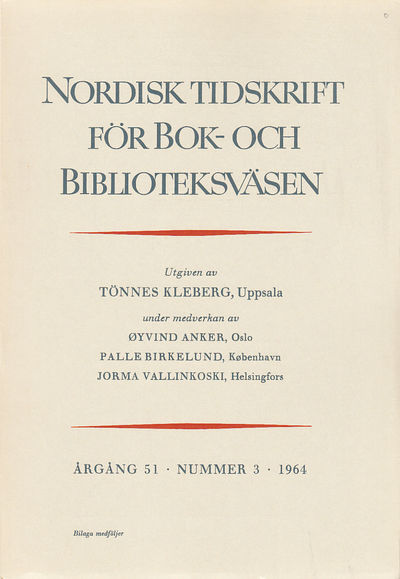 Nordisk tidskrift för bok- och biblioteksväsen.…