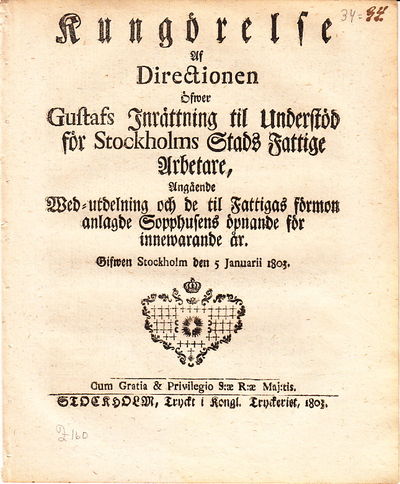 Kungörelse Af Directionen Öfwer Gustafs…