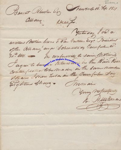A Very Early Mention Of American Railroads In This 1831 Letter Concerning The Albany To Schenectady Line, Which Opened That Same Year