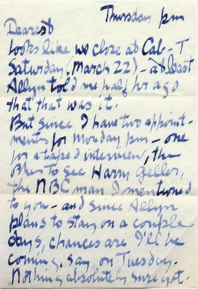 Informative Autograph Letter SIGNED, 5 separate 4to pages written to "Mrs. Kenneth Patchen" on accompanying envelope, postmarked, March 20, 1958