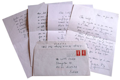 4 manuscript letters in French, sent to the poet…