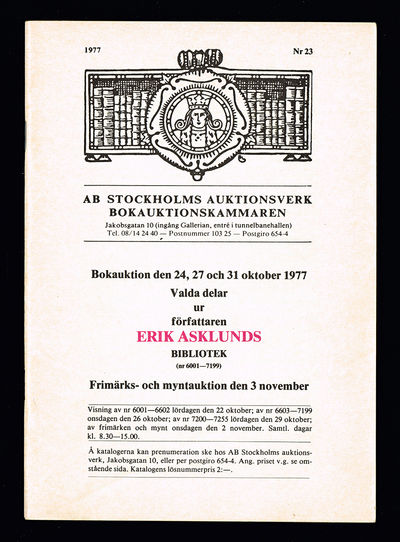 Stockholms Auktionsverk. Bokauktionskammaren.…