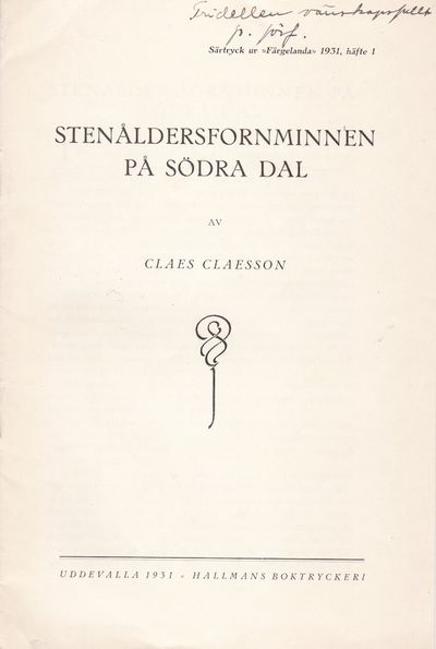 Stenåldersfornminnen på Södra Dal. Särtryck ur…