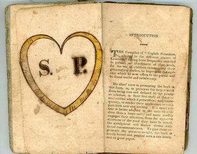 Abridgment of Murray's English Grammar...Designed for the Younger Classes of Learners decorated with dear folk art by student Sally Philbrick
