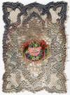Unique 3D Elaborate Silver Lace Paper 8vo Valentine with Real Lace and Embossed Victorian Scrap