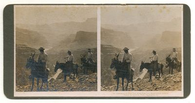 [Stereoview]: Looking up the River from Grand View Trail, Grand Canyon, Arizona
