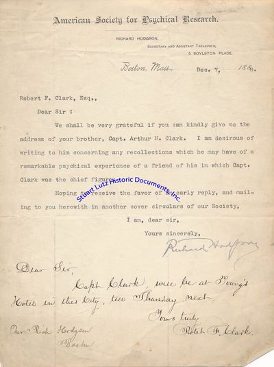 Psychical Research Archive  Letters And Documents Relating To The American Society For Psychical Research And Key Investigators Into Psychic Medium