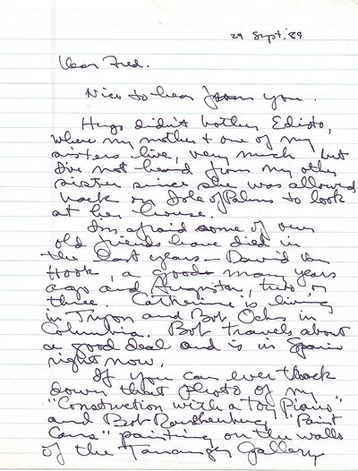 Jasper Johns. Archive of Three Autographs Letters, Two Signed, with reference to his works