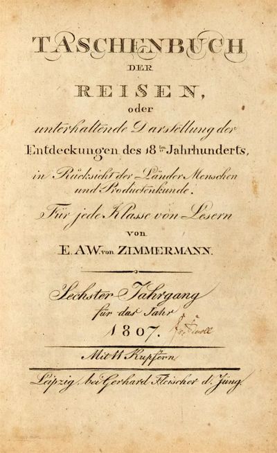 TASCHENBUCH DER REISEN ODER UNTERHALTENDE DARSTELLUNG DER ENTDECKUNGEN DES 18TEN JAHRUNDERTS IN RUCKSICHT DER LANDER MENSCHEN UND PRODUTTENKUNDE . .